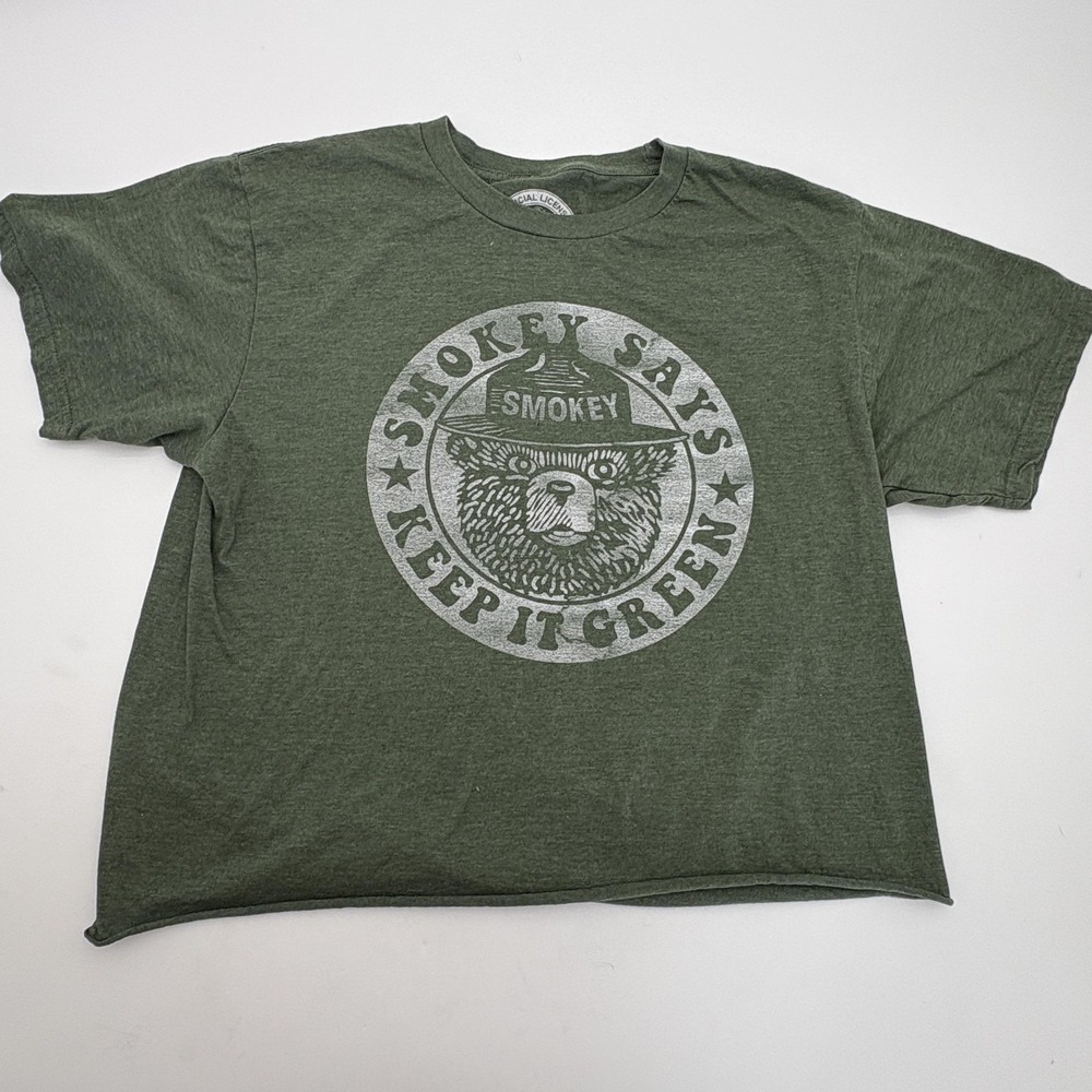 Smokey Bear Shirt Mens Large Green Smokey Says Keep It Green Graphic Tee